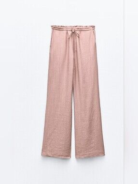 Zara Drawstring Wide-Leg Pants - Dusty Rose